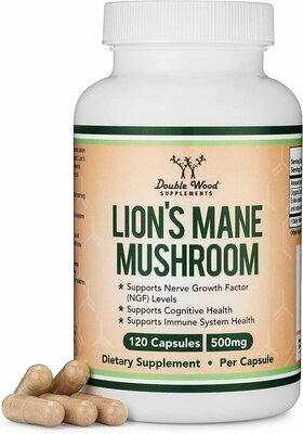 Гриб Їжовик гребінчастий Double Wood Lion's Mane Mushroom 500 mg, 120 капсул
