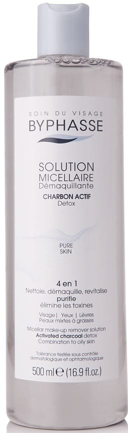 Міцелярна вода Byphasse Make-up Remover з активованим вугіллям, 500 мл