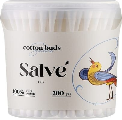 Ватні палички Salve у круглій коробці, 200 штук