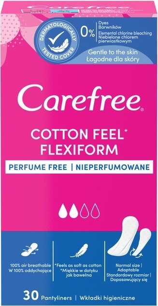 Прокладки щоденні Carefree Cotton Feel Flexiform гігієнічні, 30 шт