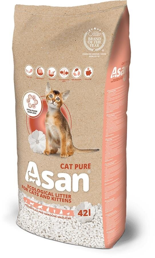 Наповнювач для туалета Asan Cat Pure целюлоза, 42 л