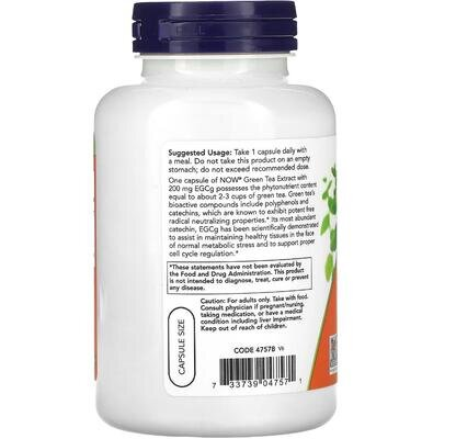 Екстракт зеленого чаю NOW EGCg Green Tea Extract 400 мг вег. капсули №180