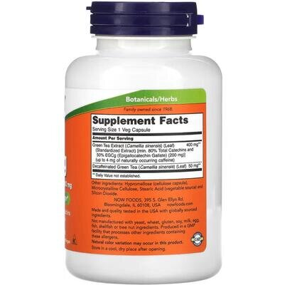 Екстракт зеленого чаю NOW EGCg Green Tea Extract 400 мг вег. капсули №180