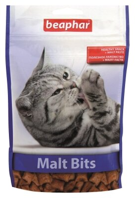 Ласощі для кішок Beaphar Malt Bits подушечки з мальт-пастою для виведення вовни зі шлунка, 150 г