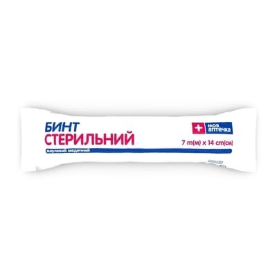 Бинт марлевий стерильний Моя Аптечка медичний 7 м х 14 см