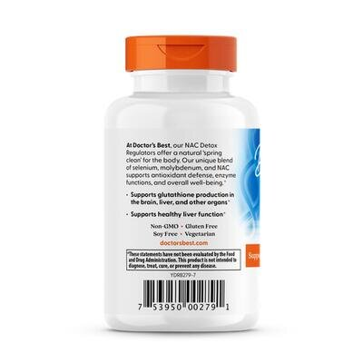 N-ацетилцистеїн Doctor's Best NAC Detox Regulators, 60 вегетаріанських капсул