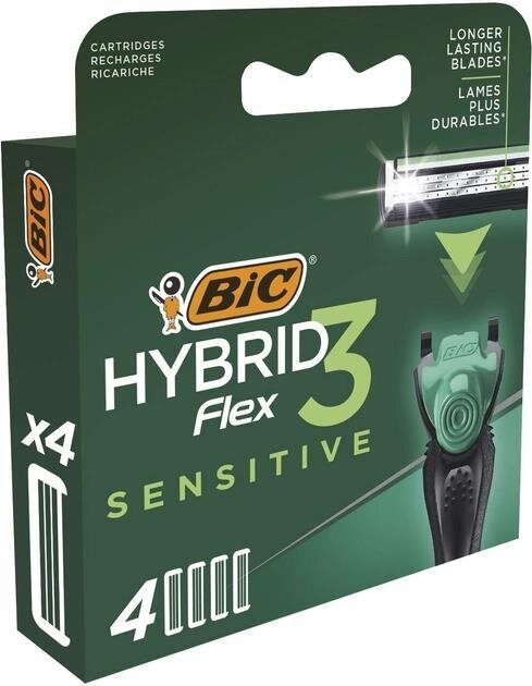 Змінні картриджі для бритви Bic Flex 3 Hybrid Sensitive чоловічі, 4 шт