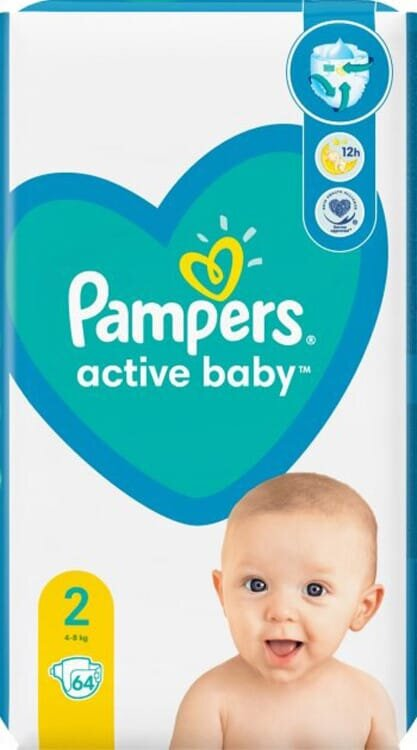 Підгузки дитячі Pampers Active Baby розмір 2, 4-8 кг, 64 шт