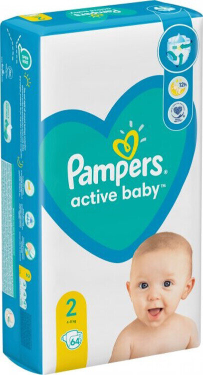 Підгузки дитячі Pampers Active Baby розмір 2, 4-8 кг, 64 шт