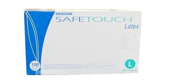 Рукавички оглядові Medicom Safe-Touch латексні неопудрені, розмір L, нестерильні, 1 пара