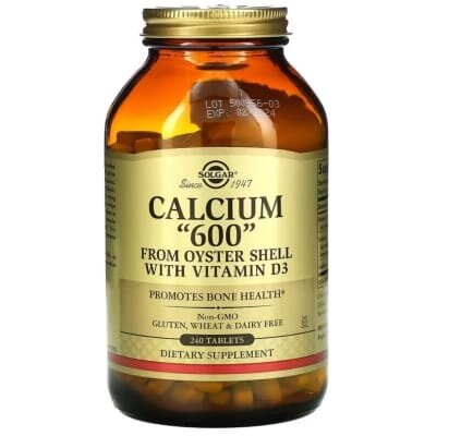Кальцій з устричної шкаралупи Solgar Calcium 600 (from Oyster Shell with Vitamin D3) таблетки №240