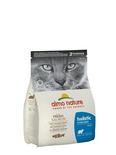 Корм сухий Almo Nature Holistic Cat для дорослих стерилізованих котів зі свіжим лососем, 2 кг
