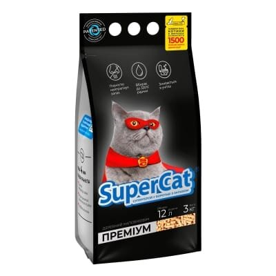 Наповнювач для туалету Collar SuperCat Преміум деревний, 3 кг (12 л)