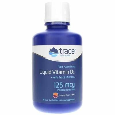 Вітамін D3 Trace Minerals Liquid Vitamin D3 125 мкг зі смаком тропічної вишні у краплях, 473 мл