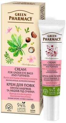 Крем для повік Green Pharmacy проти набряків і мішків під очима, 15 мл