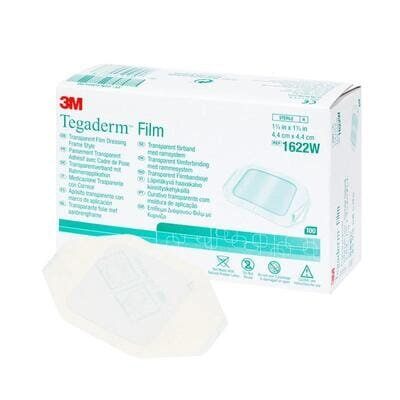 Пов’язка плівкова Tegaderm Film 1622W рамкового типу прозора, 4,4 см x 4,4 см