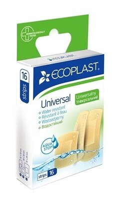 Набір пластирів медичних Ecoplast Universal бактерицидних на полімерній основі, 16 штук