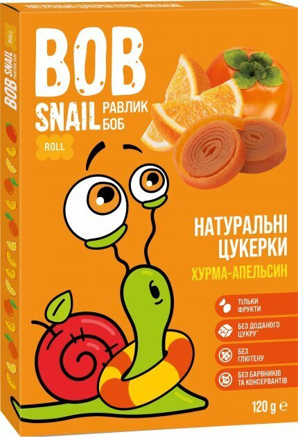 Цукерки Bob Snail Roll натуральні хурма-апельсин, 120 г