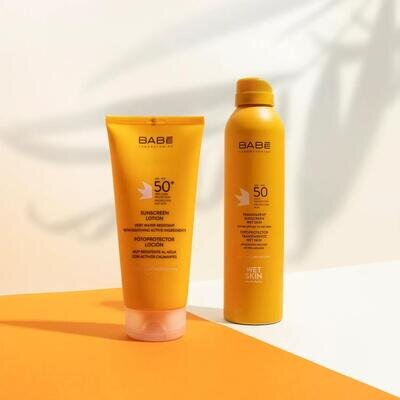 Сонцезахисний спрей Babe Laboratorios SPF50+ Wet Skin прозорий водостійкий, 200 мл