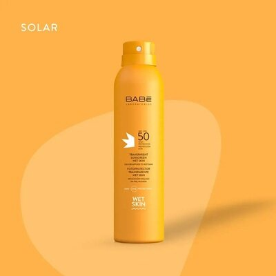 Сонцезахисний спрей Babe Laboratorios SPF50+ Wet Skin прозорий водостійкий, 200 мл