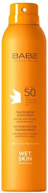 Сонцезахисний спрей Babe Laboratorios SPF50+ Wet Skin прозорий водостійкий, 200 мл