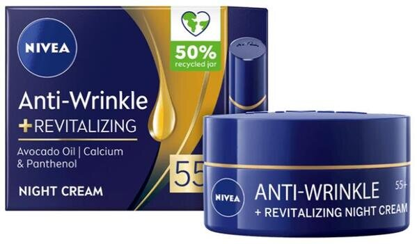 Крем для обличчя Nivea Проти зморшок + ревіталізація 55+ нічний, 50 мл