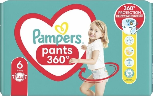 Підгузки-трусики Pampers Pants дитячі розмір 6, 14-19 кг, 44 шт