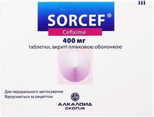Сорцеф таблетки, в/плів. обол. по 400 мг №5