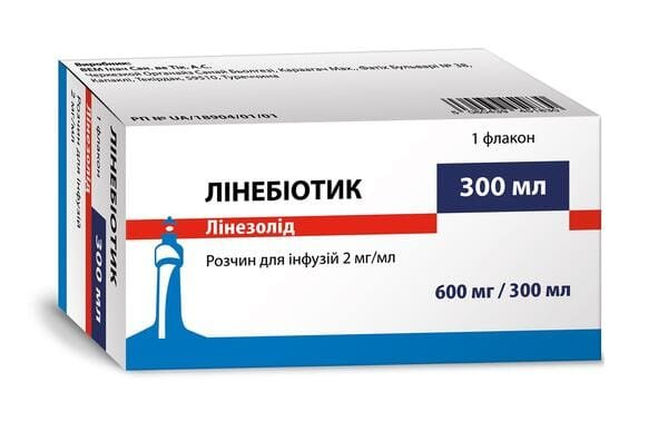 Лінебіотик розчин д/інф. 2 мг/мл по 300 мл у флак.
