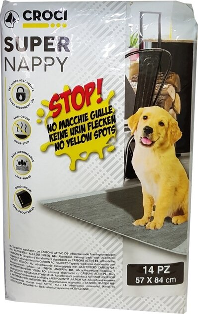 Пелюшки для собак Croci Super nappy з активованим вугіллям 57 см х 84 см, 14 штук