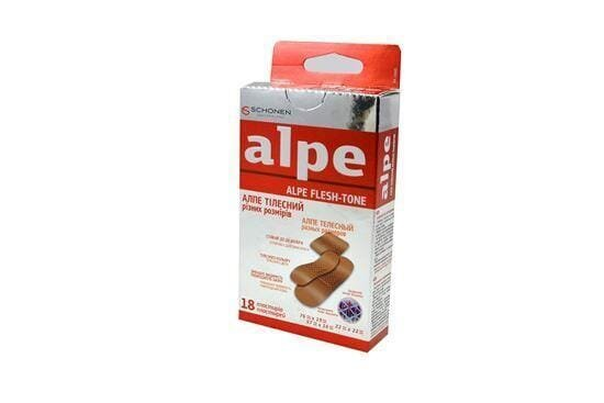Набір пластирів медичних Alpe Flesh-Tone на тканинній основі, тілесний, різних розмірів, 18 штук