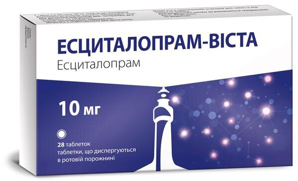 Есциталопрам-Віста таблетки, дисперг. в рот. порож. по 10 мг №28 (14х2)