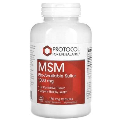 Метилсульфонілметан (МСМ) Protocol for Life Balance MSM 1000 мг, 180 веганських капсул