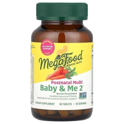Мультивітаміни для жінок після пологів MegaFood Baby & Me 2 Postnatal Multi, 60 таблеток