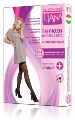 Панчохи компресійні Tiana 828 компресія 8-11 мм рт ст, 40 den, колір чорний, розмір 5
