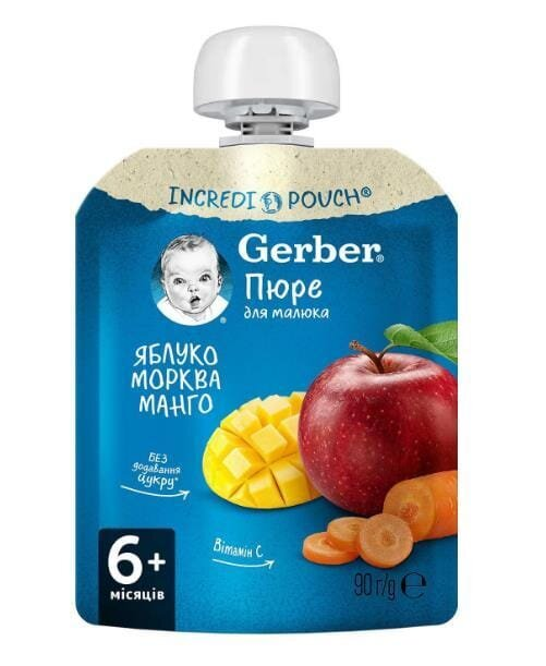 Пюре фруктово-овочеве Gerber Яблуко манго морква, 90 г