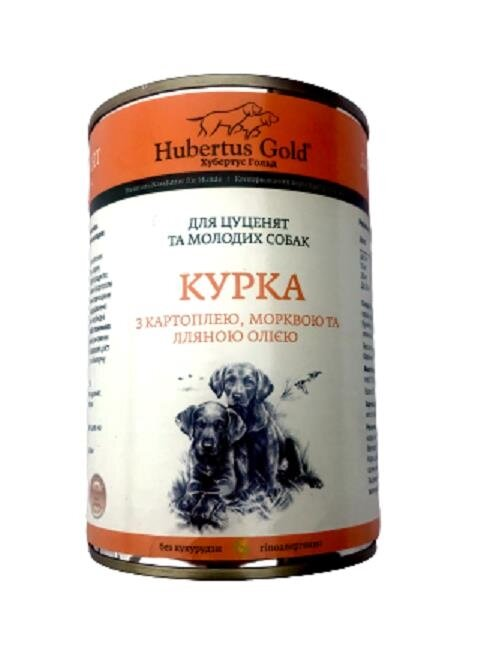 Консерви для цуценят і молодих собак Hubertus Gold Курка з картоплею, морквою і лляною олією, 400 г