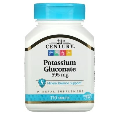 Калію глюконат 21st Century Potassium Gluconate 595 мг таблетки №110