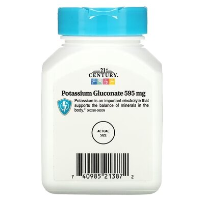 Калію глюконат 21st Century Potassium Gluconate 595 мг таблетки №110