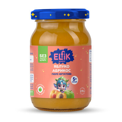 Пюре фруктове Elfik Magic для дітей з 5 місяців яблуко і абрикос, 170 г