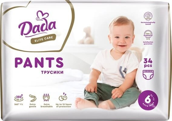 Підгузки-трусики Dada Elite Care XL дитячі, розмір 6, 15+ кг, 34 шт