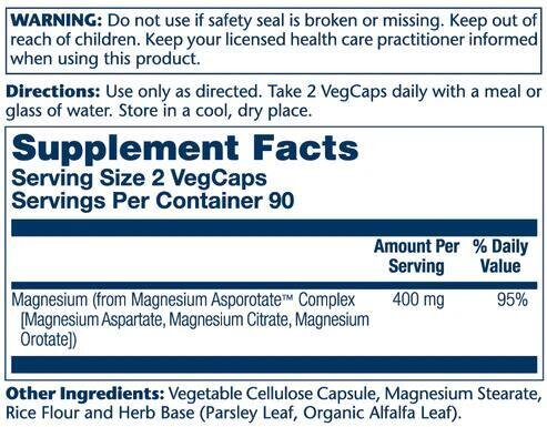 Магнію Аспоротат Solaray Magnesium Asporotate 400 мг, 180 капсул