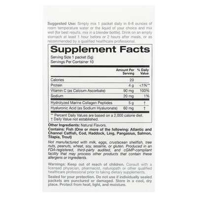 Морський колаген з гіалуроновою кислотою і вітаміном С Solumeve Hydrolyzed marine plus Vitamin C and Hyaluronic Acid, 10 пакетиків
