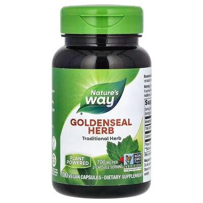 Гідрастис канадський (жовтокорінь) Nature's Way Goldenseal Herb 700 мг, 100 вегетаріанських капсул