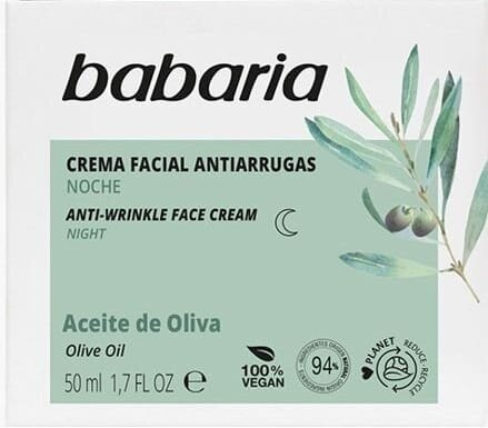 Крем для обличчя Babaria Olive Oil проти зморшок з олією оливи, 50 мл