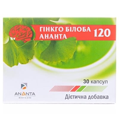 Гінкго Білоба Ананта капсули по 120 мг №30 (10х3)