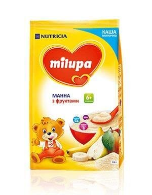 Каша молочна Milupa манна з фруктами для дітей з 6 місяців, 210 г