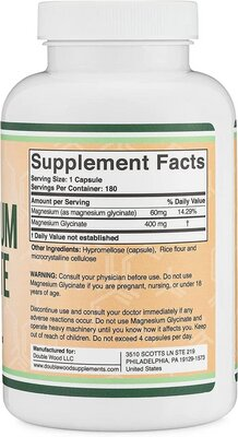 Магній Гліцинат Double Wood Magnesium Glycinate 400 mg, 180 капсул