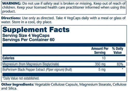 Магній гліцинат Solaray Magnesium Glycinate 350 мг, 240 капсул