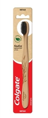 Зубна щітка Colgate Бамбук, Деревне Вугілля чорна, 1 штука